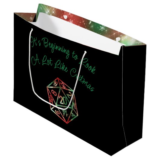 RPG Critmas | XMAS Fantasy Tabletop Gamer Dice Groot Cadeauzakje (Voorkant Gekanteld)