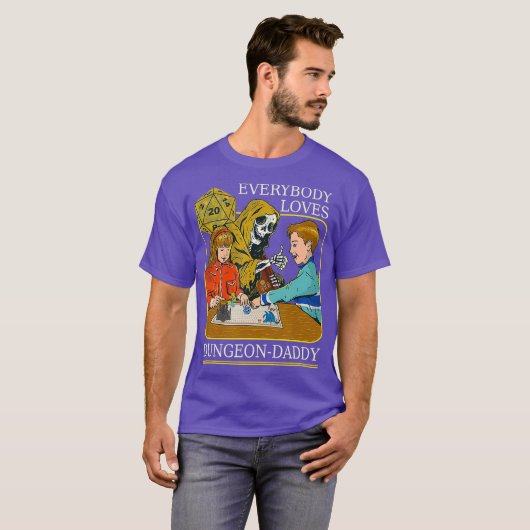 RPG D20 Dice Dungeon-Dad Fantasy Pen en Paper T-shirt (Voorkant volledig)