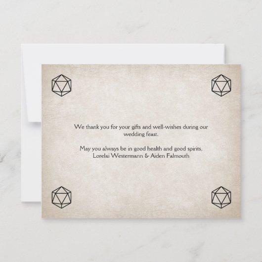 RPG D20 Gamer Bruiloft Bedankkaart (Achterkant)