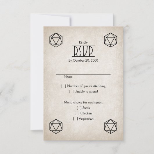 RPG D20 Gamer Bruiloft RSVP Kaartje (Voorkant)