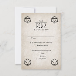 RPG D20 Gamer Bruiloft RSVP Kaartje
