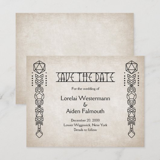 RPG D20 Gamer Bruiloft Save The Date (Voorkant / Achterkant)