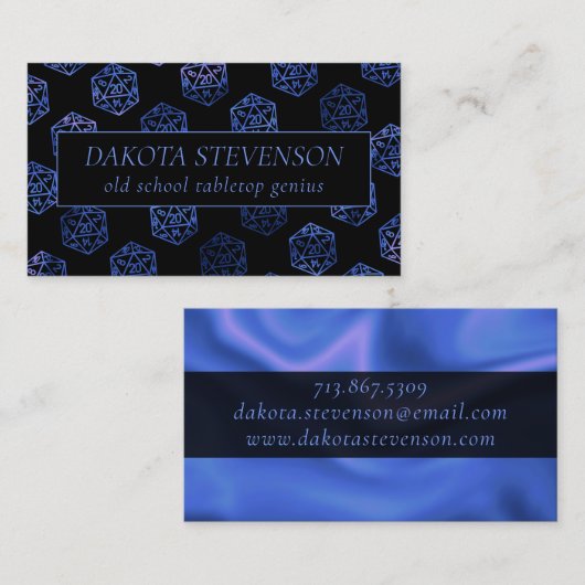 RPG Dice | Blue Fantasy Tafelblad Gamer Branding Visitekaartje (Voorkant / Achterkant)
