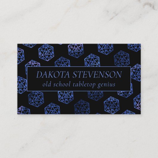RPG Dice | Blue Fantasy Tafelblad Gamer Branding Visitekaartje (Voorkant)