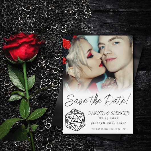 RPG Dice | Classic Fantasy Tafelblad Gamer Foto Save The Date