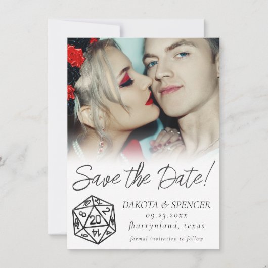 RPG Dice | Classic Fantasy Tafelblad Gamer Foto Save The Date (Voorkant)