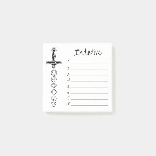 RPG Dice | Classic Tabletop DM Initiative Tracker Post-it® Notes (Voorkant)