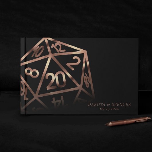 RPG Dice | Copper Fantasy Retro Tabletop PnP Gamer Gastenboek