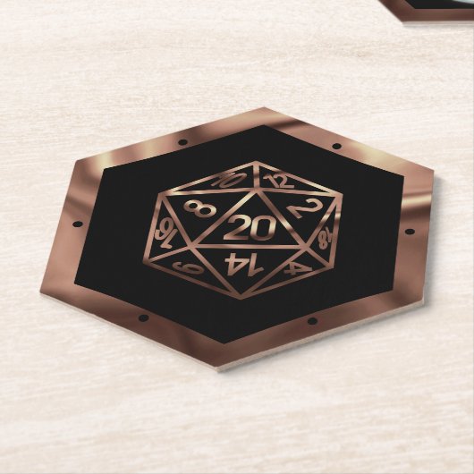 RPG Dice | Copper Fantasy Retro Tabletop PnP Gamer Kartonnen Onderzetters (Schuin)