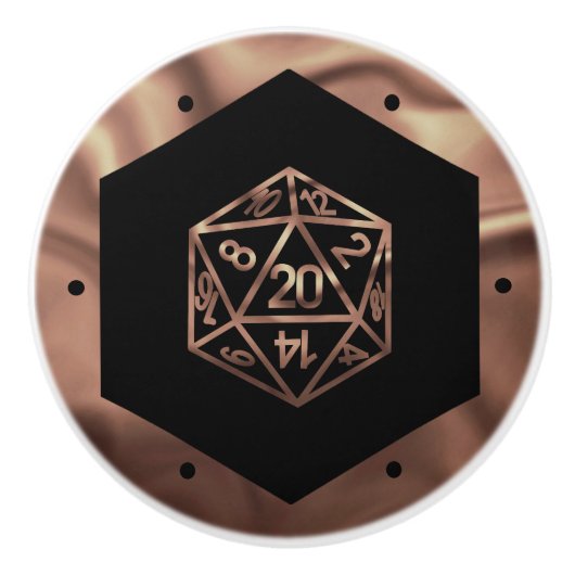 RPG Dice | Copper Fantasy Retro Tabletop PnP Gamer Keramische Knop (Voorkant)