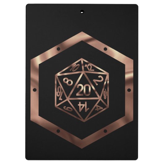 RPG Dice | Copper Fantasy Retro Tabletop PnP Gamer Klembord (Achterkant)
