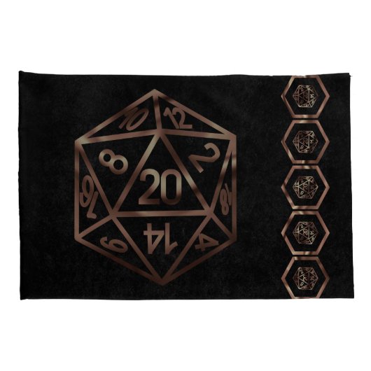 RPG Dice | Copper Fantasy Retro Tabletop PnP Gamer Kussensloop (Achterkant-Rechts)