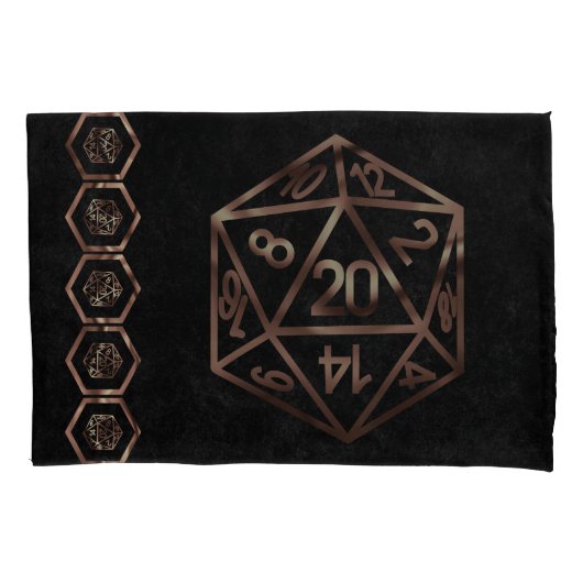 RPG Dice | Copper Fantasy Retro Tabletop PnP Gamer Kussensloop (Voorkant-Links)