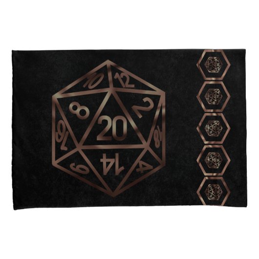 RPG Dice | Copper Fantasy Retro Tabletop PnP Gamer Kussensloop (Voorkant-Rechts)