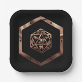 RPG Dice | Copper Fantasy Retro Tabletop PnP Gamer Papieren Bordje (Voorkant)