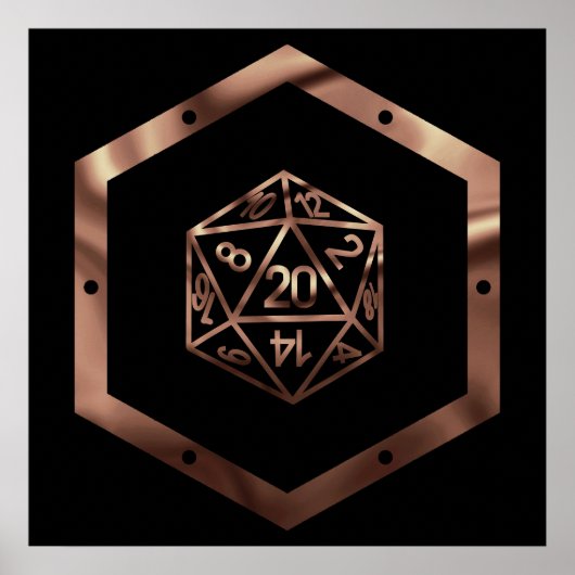 RPG Dice | Copper Fantasy Retro Tabletop PnP Gamer Poster (Voorkant)