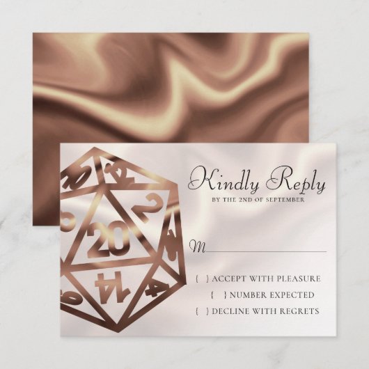RPG Dice | Copper Fantasy Retro Tabletop PnP Gamer RSVP Kaartje (Voorkant / Achterkant)