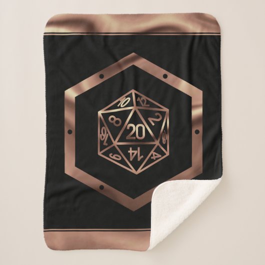 RPG Dice | Copper Fantasy Retro Tabletop PnP Gamer Sherpa Deken (Voorkant)