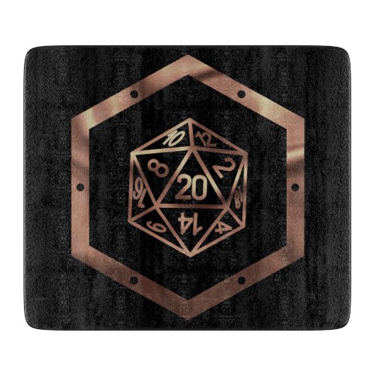 RPG Dice | Copper Fantasy Retro Tabletop PnP Gamer Snijplank (Voorkant)