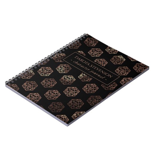 RPG Dice | Copper Fantasy Tabletop Gamer-personage Notitieboek (Linkerzijde)