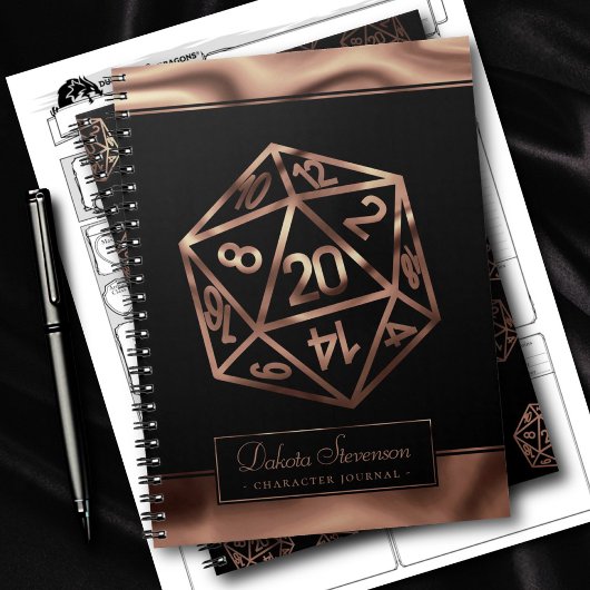 RPG Dice | Copper Fantasy Tabletop Gamer-personage Notitieboek
