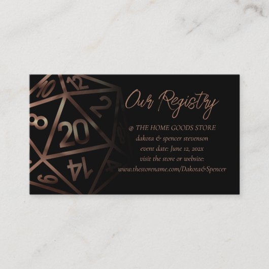 RPG Dice | Copper Fantasy Tabletop Gamer Registry Informatiekaartje (Voorkant)