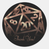 RPG Dice | Copper Fantasy Tafelblad Gamer Bedankt Ronde Sticker (Voorkant)