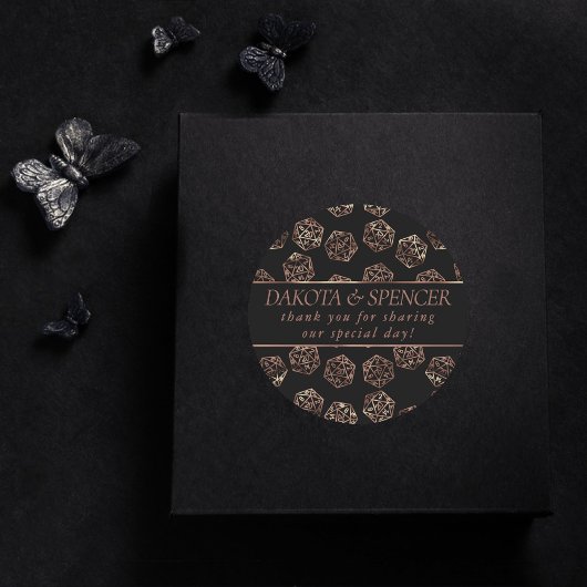 RPG Dice | Copper Fantasy Tafelblad Gamer Bedankt Ronde Sticker