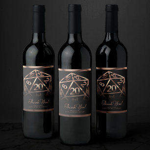 RPG Dice   Copper Fantasy Tafelblad Gamer Bedankt Wijn Etiket