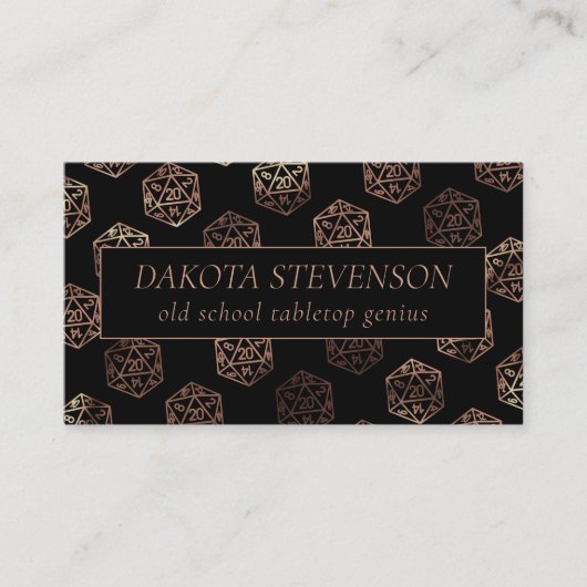 RPG Dice | Copper Fantasy Tafelblad Gamer Branding Visitekaartje (Voorkant)