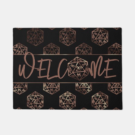 RPG Dice | Copper Fantasy Tafelblad Gamer Welkom Deurmat (Voorkant)