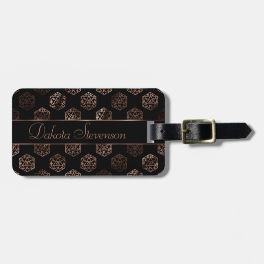 RPG Dice | Copper Old School Tafelblad Roleplayer Bagagelabel (Voorkant horizontaal)