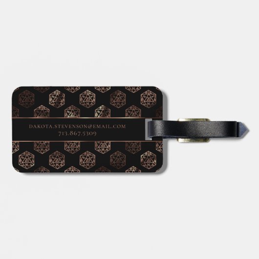 RPG Dice | Copper Old School Tafelblad Roleplayer Bagagelabel (Achterkant horizontaal)