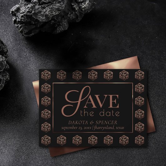 RPG Dice | Copper Old School Tafelblad Roleplayer Save The Date