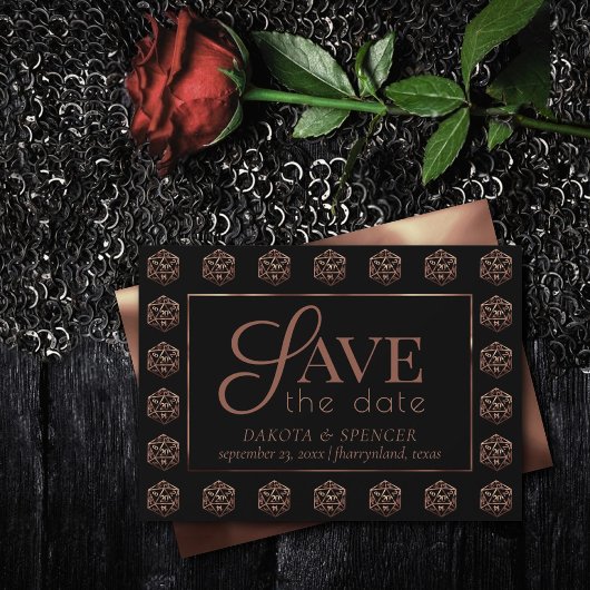 RPG Dice | Copper Old School Tafelblad Roleplayer Save The Date