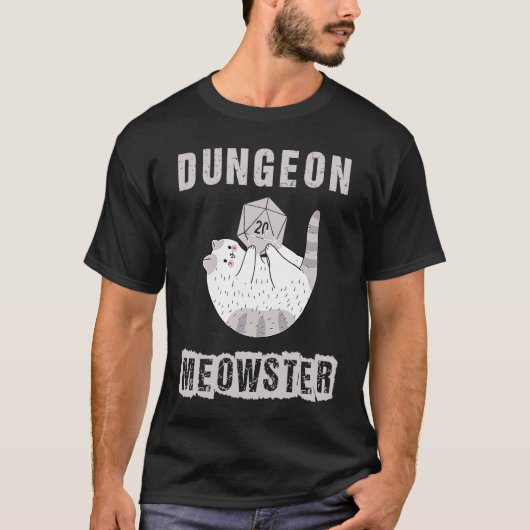 RPG Dice D20 Polyhedral uit Nerdy Dungeon Meowste T-shirt (Voorkant)