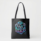 RPG Dice Dragon | Holo Retro Tafelblad Roleplayer Tote Bag (Voorkant)