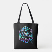 RPG Dice Dragon | Holo Retro Tafelblad Roleplayer Tote Bag (Achterkant)