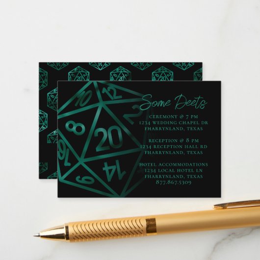 RPG Dice | Emerald Fantasy Tabletop Gamer Details Informatiekaartje (Voorkant / Achterkant in situ)