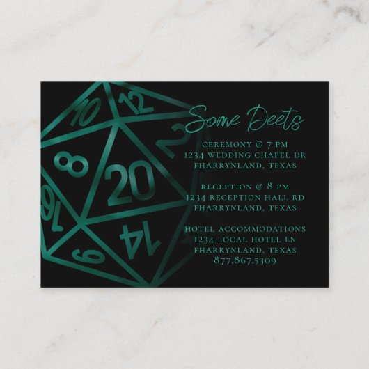 RPG Dice | Emerald Fantasy Tabletop Gamer Details Informatiekaartje (Voorkant)