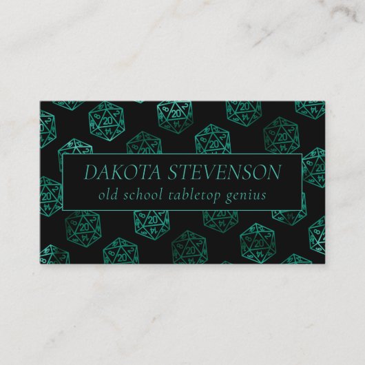 RPG Dice | Emerald Fantasy Tafelblad Gamer Brandin Visitekaartje (Voorkant)