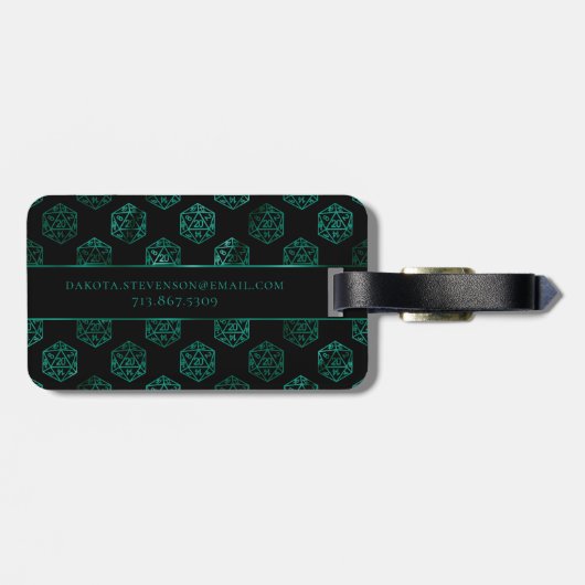 RPG Dice | Emerald Fantasy Tafelblad Gamer Custom Bagagelabel (Achterkant horizontaal)