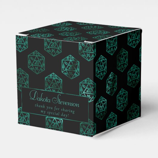 RPG Dice | Emerald Fantasy Tafelblad Gamer Custom Bedankdoosjes (Voorkant Zijde)
