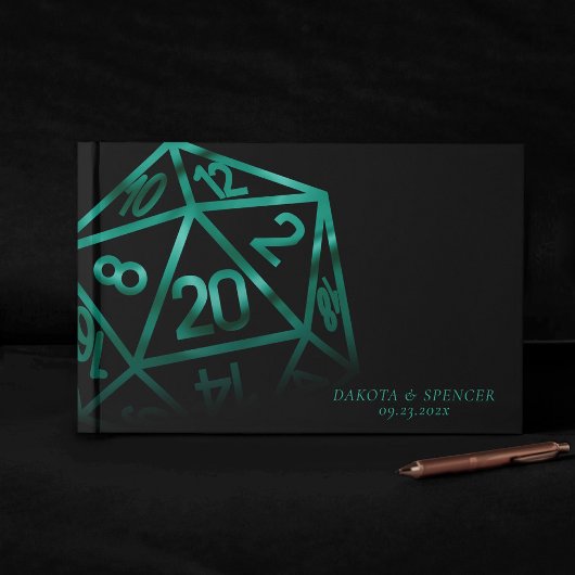 RPG Dice | Emerald Fantasy Tafelblad Gamer Custom Gastenboek