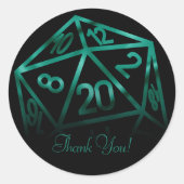 RPG Dice | Emerald Fantasy Tafelblad Gamer Custom Ronde Sticker (Voorkant)