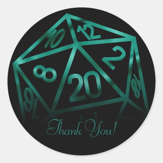 RPG Dice | Emerald Fantasy Tafelblad Gamer Custom Ronde Sticker (Voorkant)