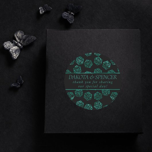RPG Dice | Emerald Fantasy Tafelblad Gamer Custom Ronde Sticker