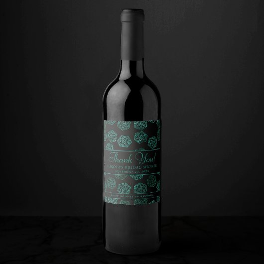 RPG Dice | Emerald Fantasy Tafelblad Gamer Custom Wijn Etiket