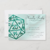 RPG Dice | Emerald Fantasy tafelblad gamer Entree RSVP Kaartje (Voorkant)