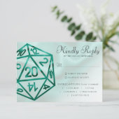 RPG Dice | Emerald Fantasy tafelblad gamer Entree RSVP Kaartje (Staand voorkant)